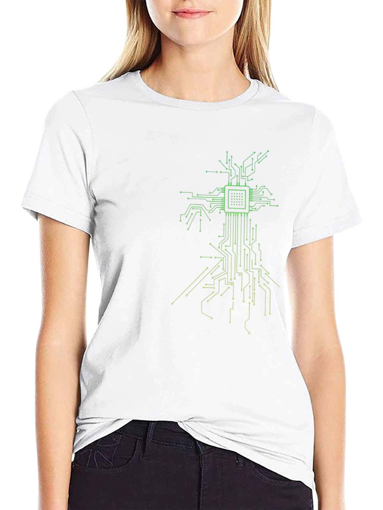 Tech Tree Black T-Shirt - Modern Circuit Board Design