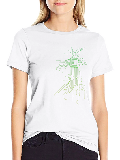 Tech Tree Black T-Shirt - Modern Circuit Board Design
