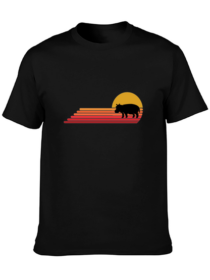 Retro Sunset Hippo Graphic Tee