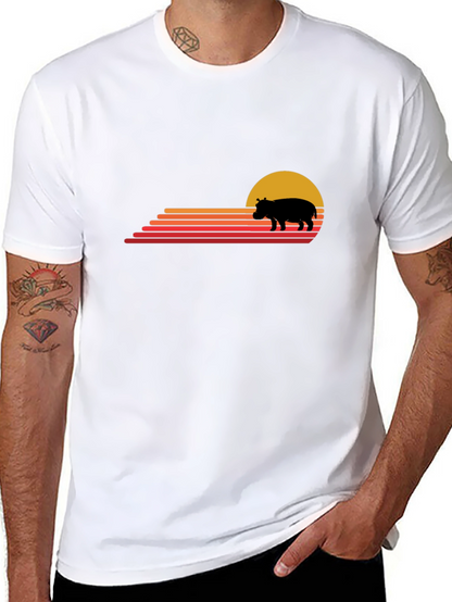 Retro Sunset Hippo Graphic Tee