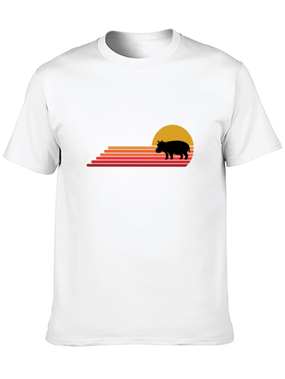 Retro Sunset Hippo Graphic Tee