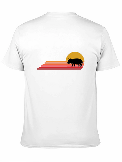 Retro Sunset Hippo Graphic Tee