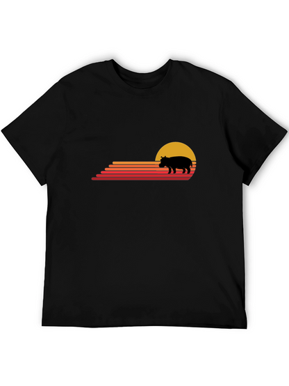 Retro Sunset Hippo Graphic Tee