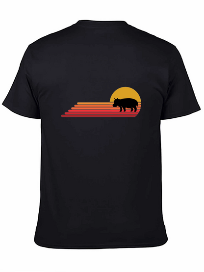 Retro Sunset Hippo Graphic Tee