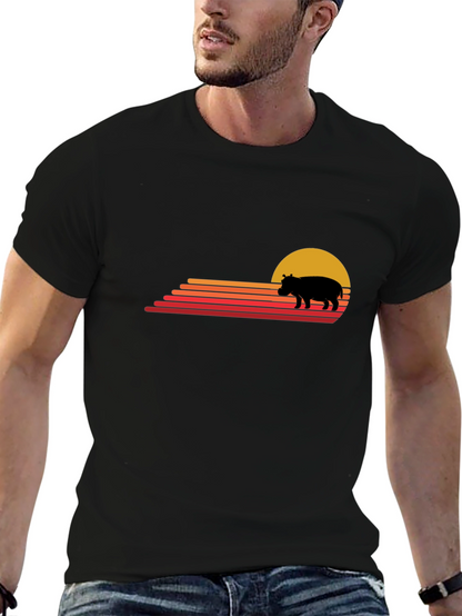 Retro Sunset Hippo Graphic Tee