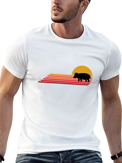 Retro Sunset Hippo Graphic Tee