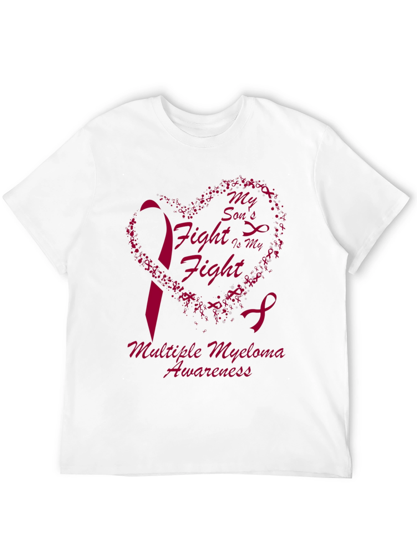 Multiple Myeloma Awareness T-Shirt Heart & Ribbon Design