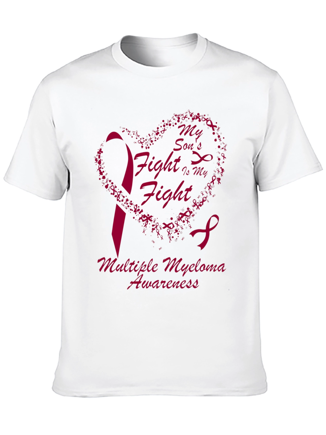 Multiple Myeloma Awareness T-Shirt Heart & Ribbon Design