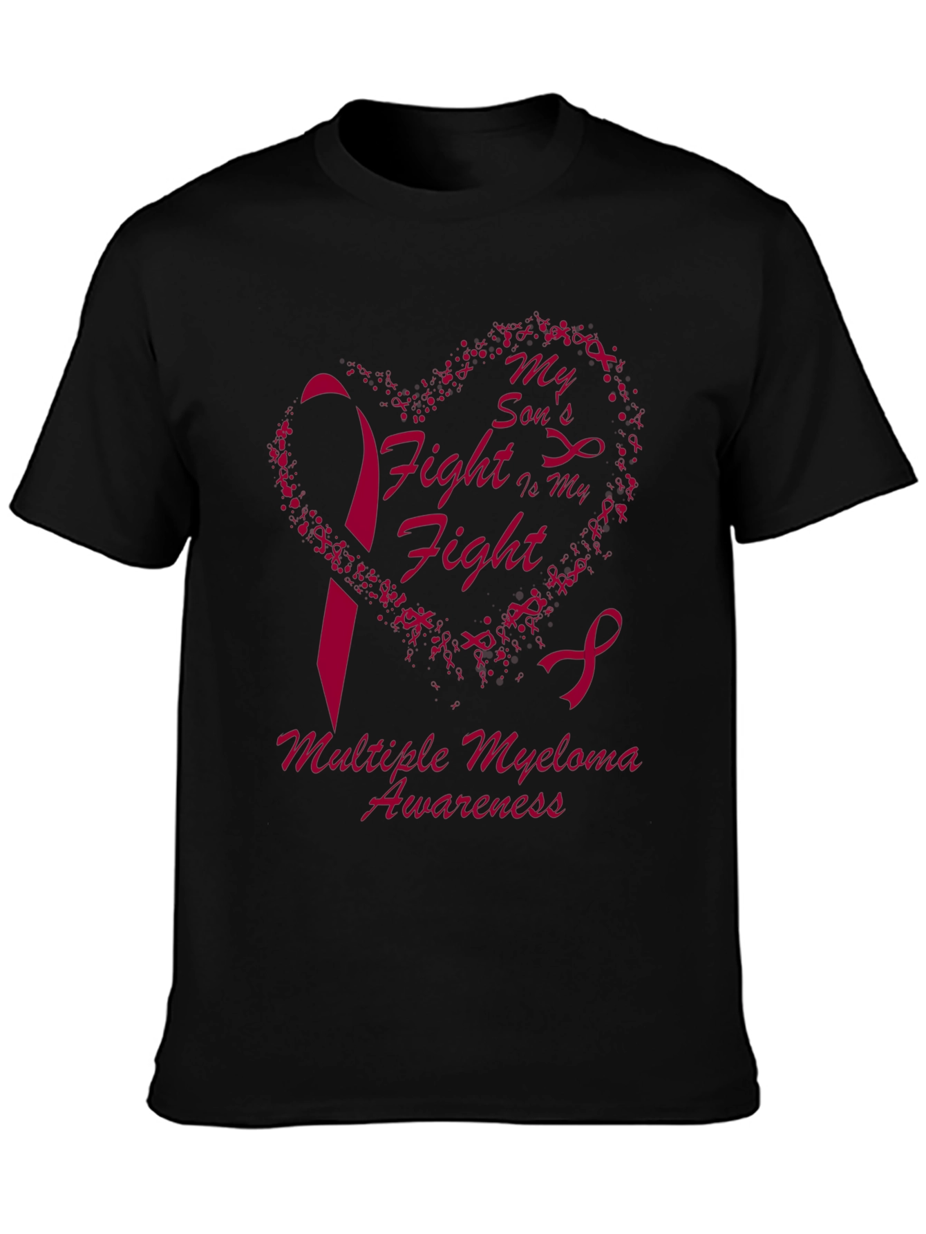 Multiple Myeloma Awareness T-Shirt Heart & Ribbon Design