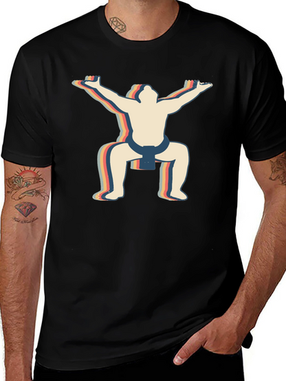 Retro Sumo Wrestler Graphic T-Shirt