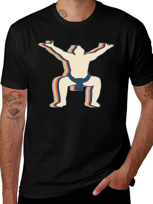 Retro Sumo Wrestler Graphic T-Shirt