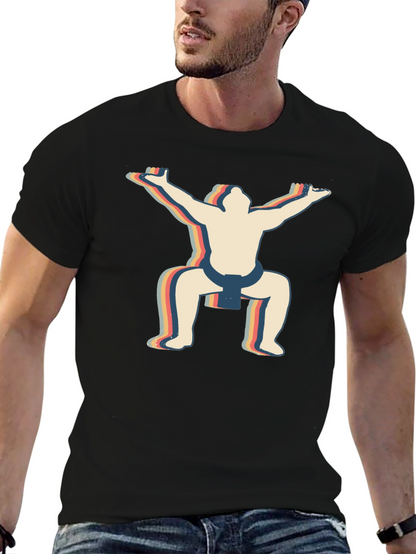 Retro Sumo Wrestler Graphic T-Shirt