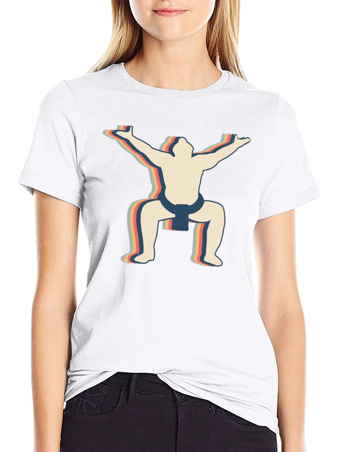 Retro Sumo Wrestler Graphic T-Shirt