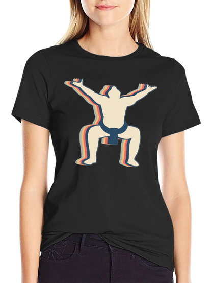 Retro Sumo Wrestler Graphic T-Shirt