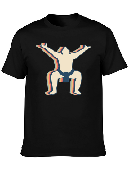 Retro Sumo Wrestler Graphic T-Shirt