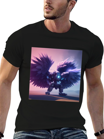 Cybernetic Angel Wings Black T-Shirt