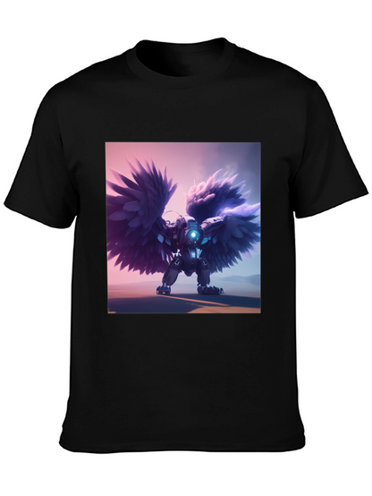 Cybernetic Angel Wings Black T-Shirt