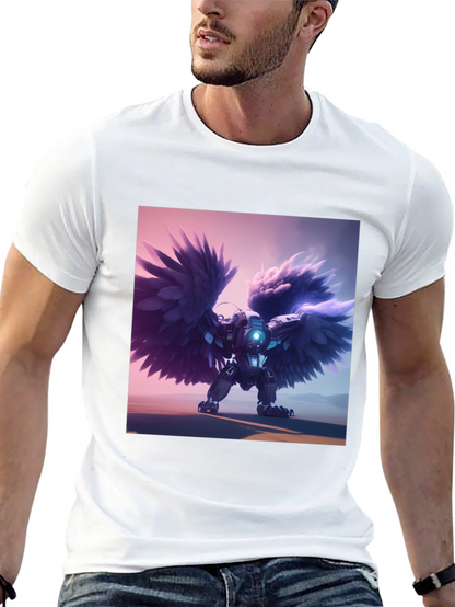 Cybernetic Angel Wings Black T-Shirt