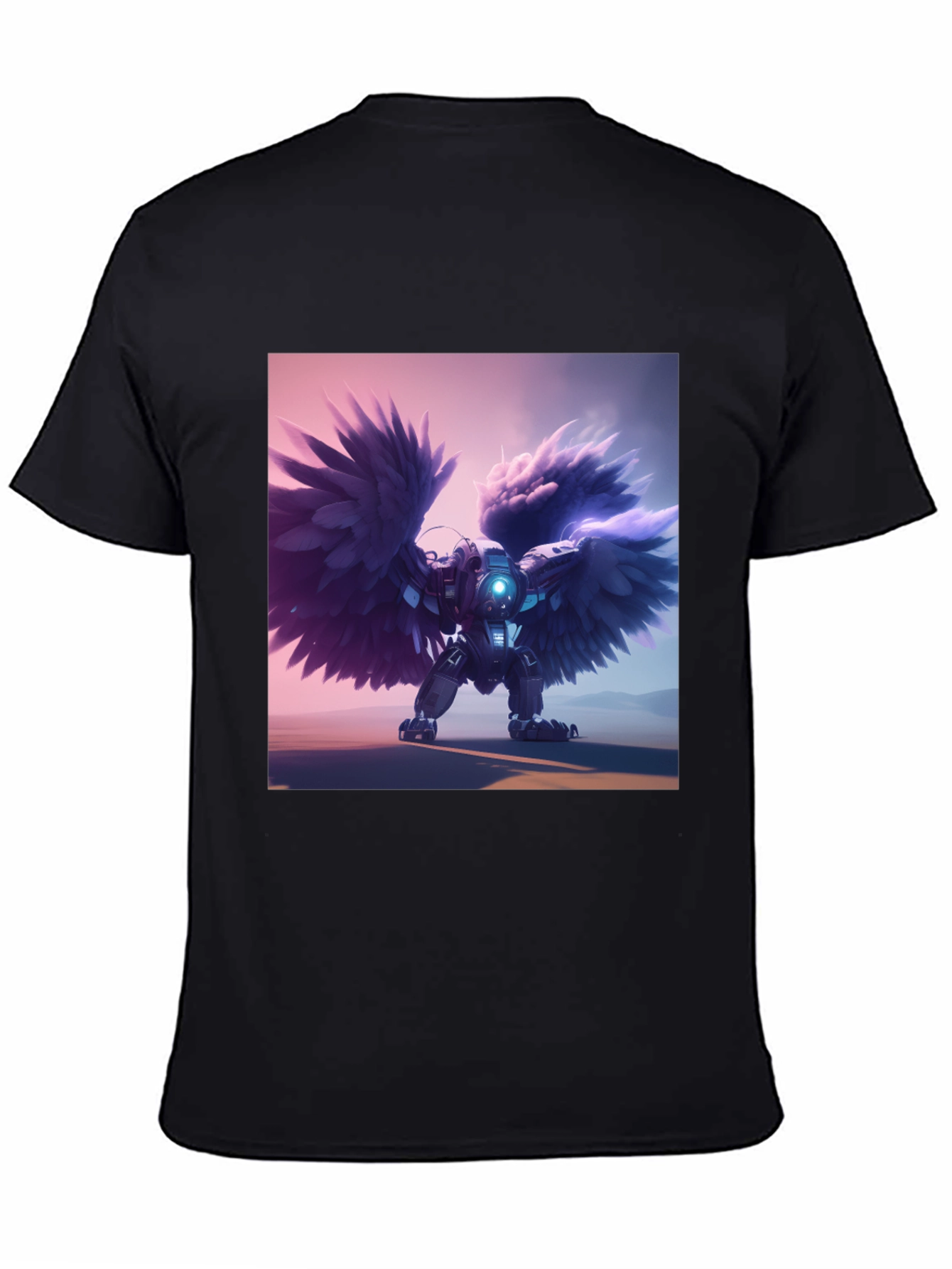 Cybernetic Angel Wings Black T-Shirt