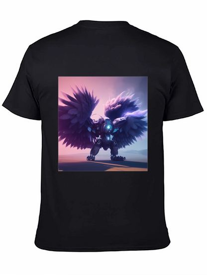 Cybernetic Angel Wings Black T-Shirt