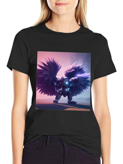Cybernetic Angel Wings Black T-Shirt