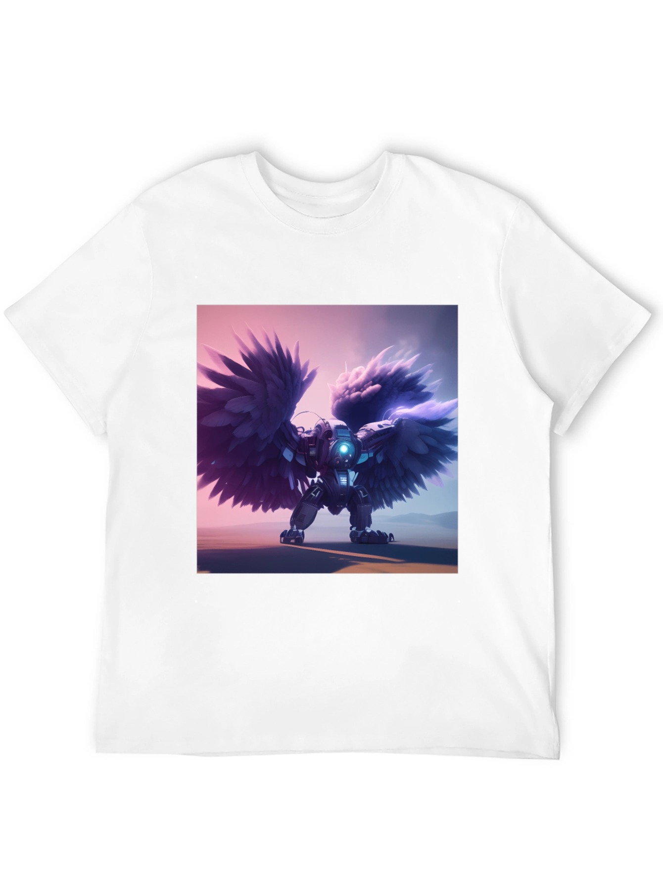 Cybernetic Angel Wings Black T-Shirt