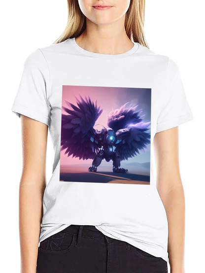 Cybernetic Angel Wings Black T-Shirt