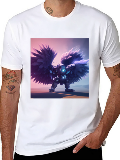 Cybernetic Angel Wings Black T-Shirt
