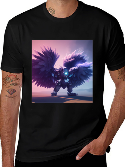 Cybernetic Angel Wings Black T-Shirt