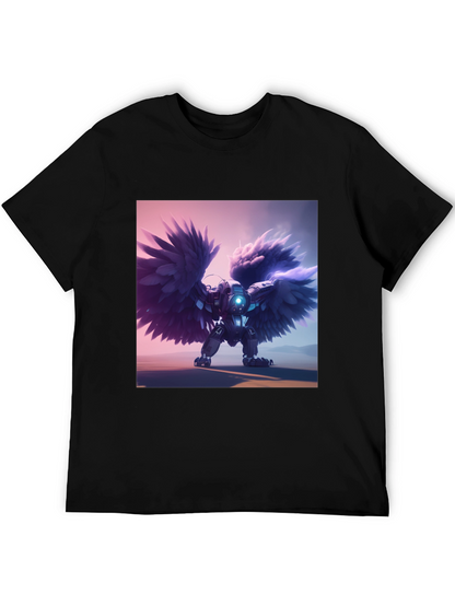 Cybernetic Angel Wings Black T-Shirt