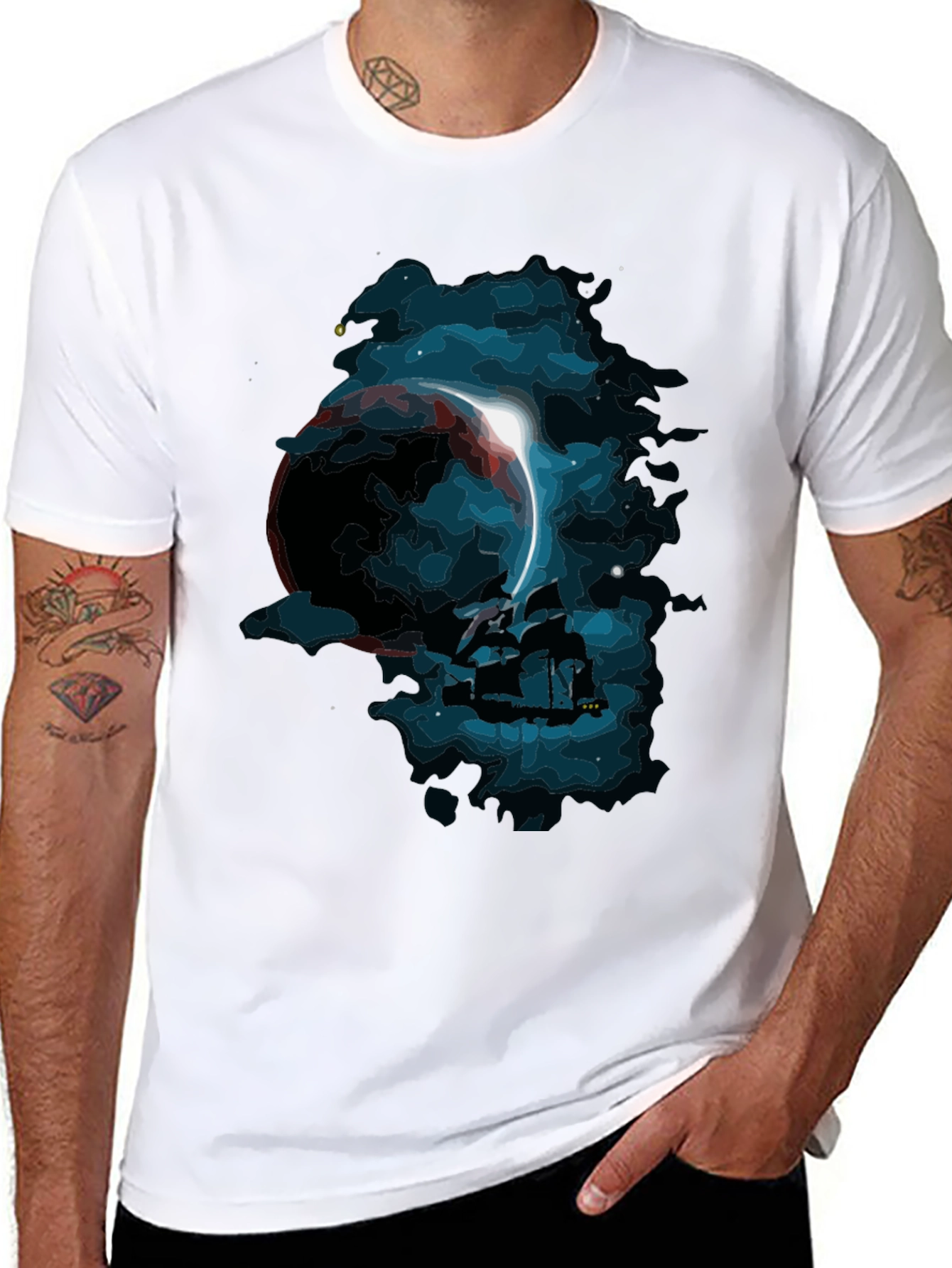 Cosmic Eclipse Graphic Tee - Black T-Shirt