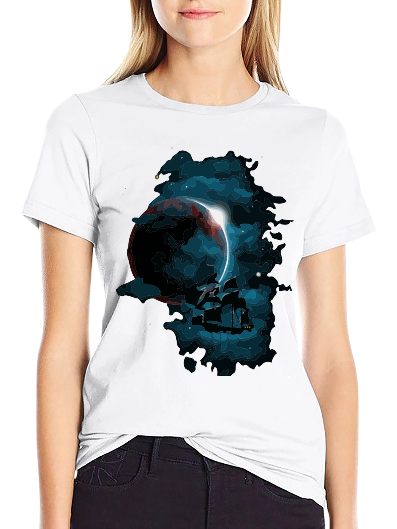 Cosmic Eclipse Graphic Tee - Black T-Shirt