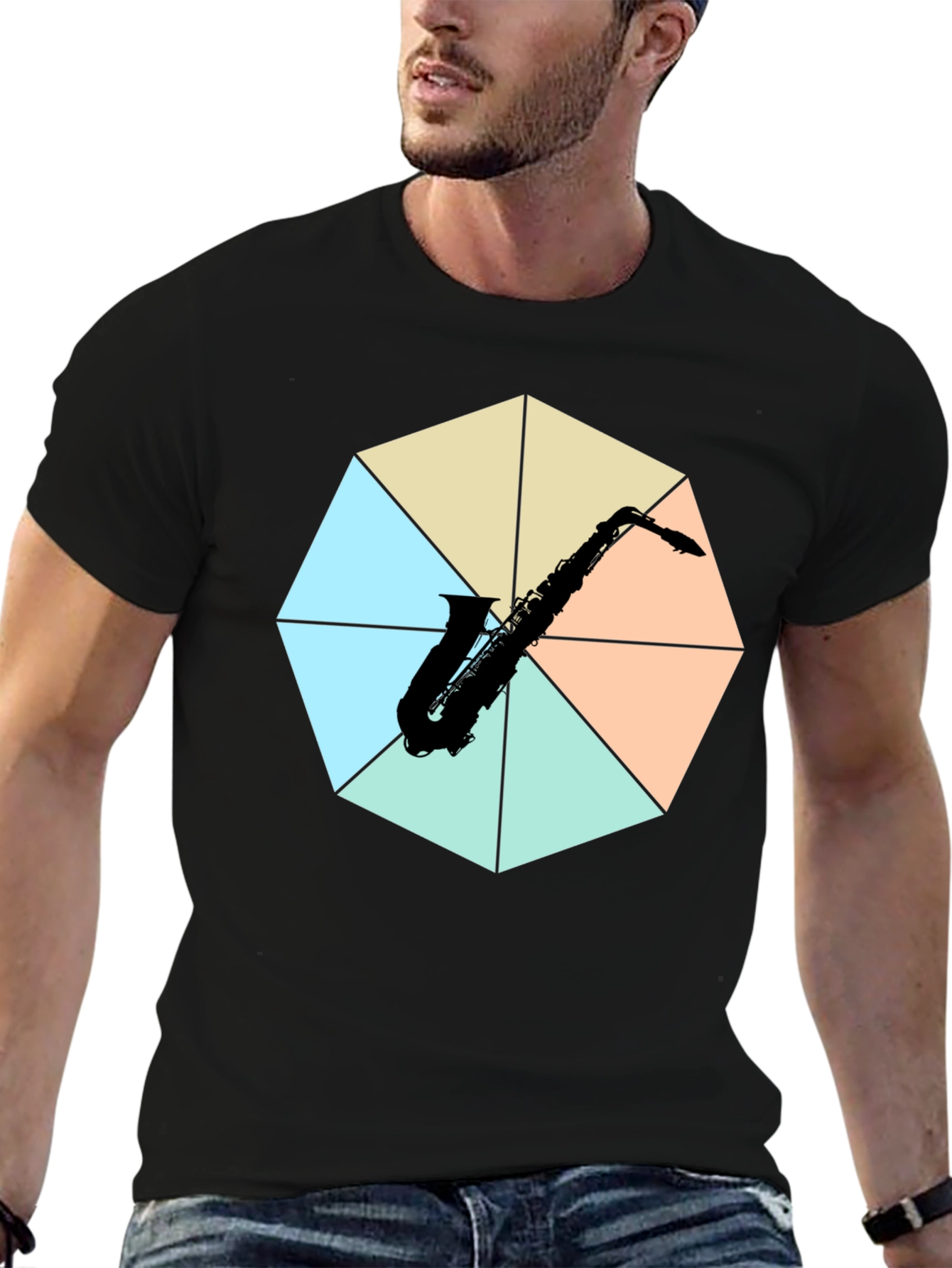 Saxophone Graphic Tee - Musical Instrument Print