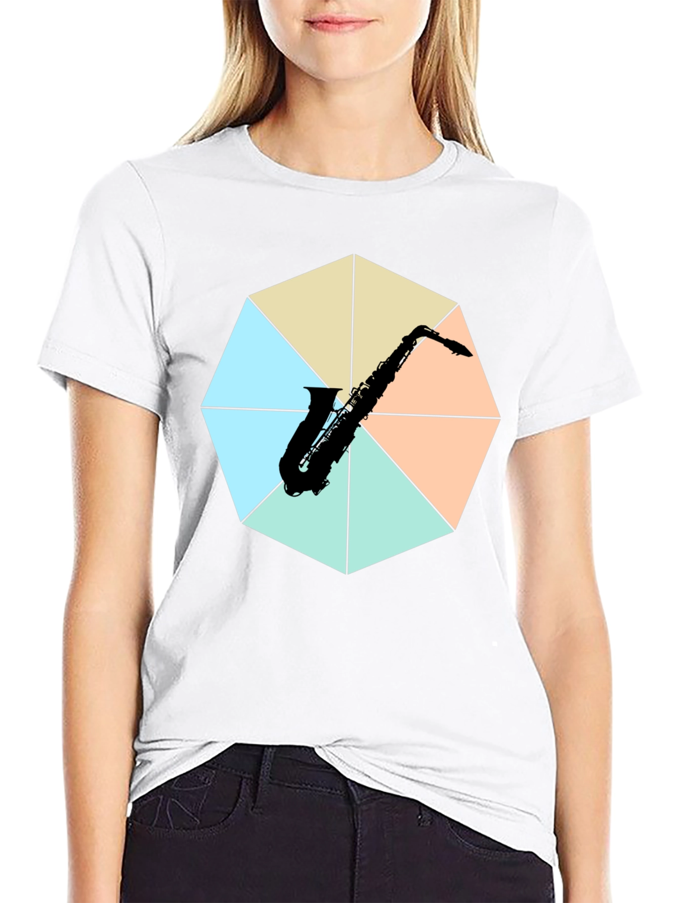 Saxophone Graphic Tee - Musical Instrument Print