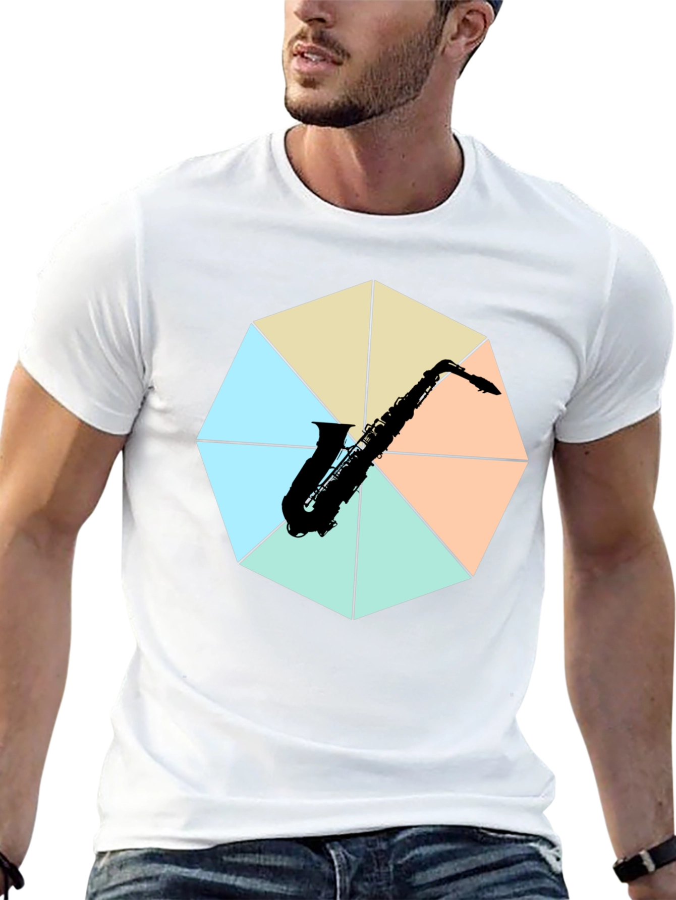 Saxophone Graphic Tee - Musical Instrument Print