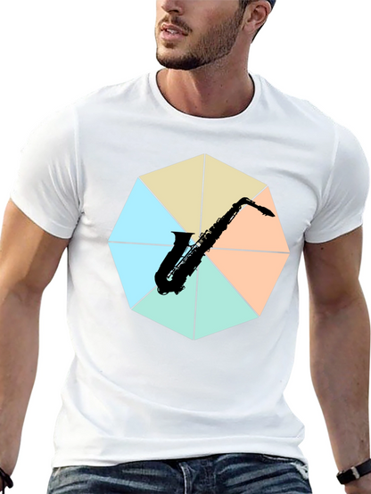 Saxophone Graphic Tee - Musical Instrument Print