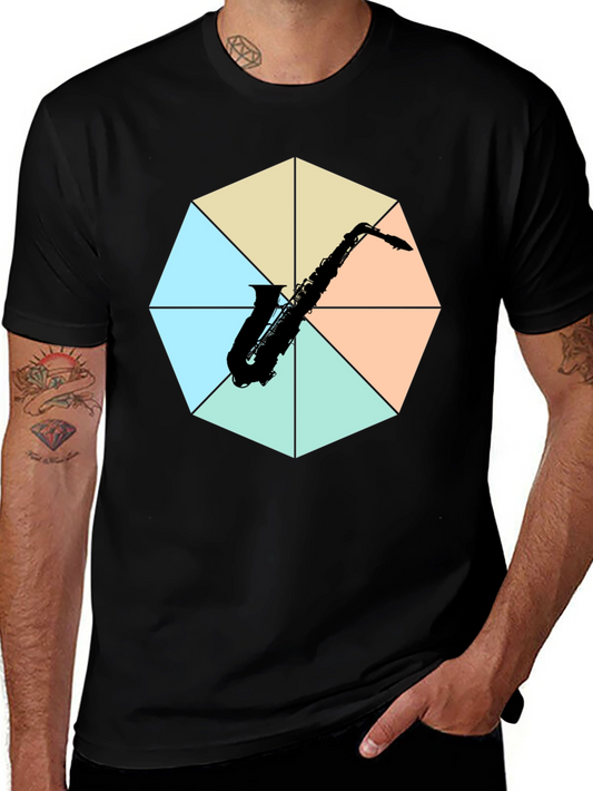 Saxophone Graphic Tee - Musical Instrument Print