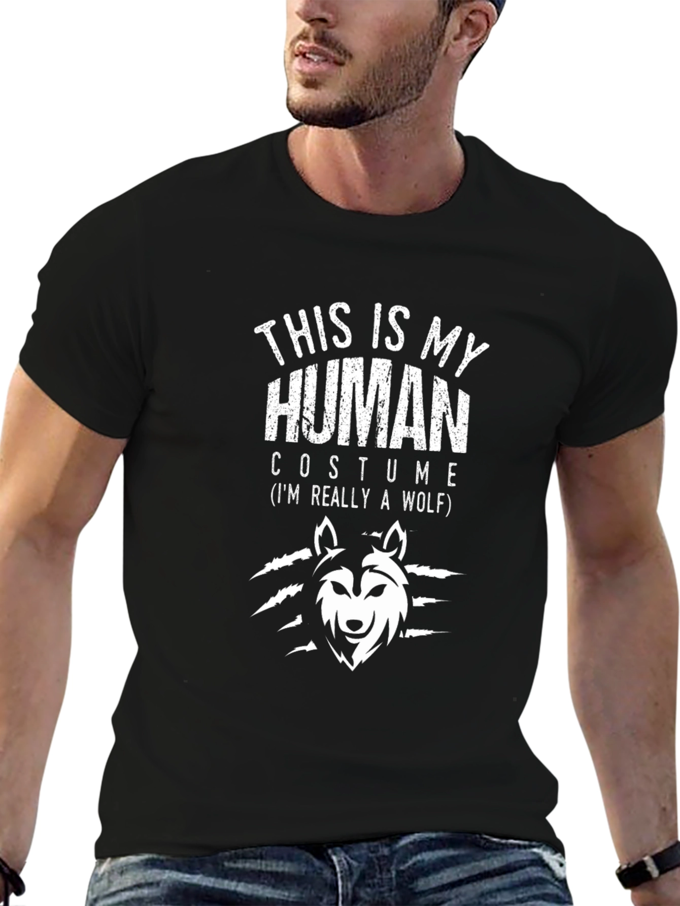 This Is My Human Costume Wolf Graphic Novelty T-Shirt