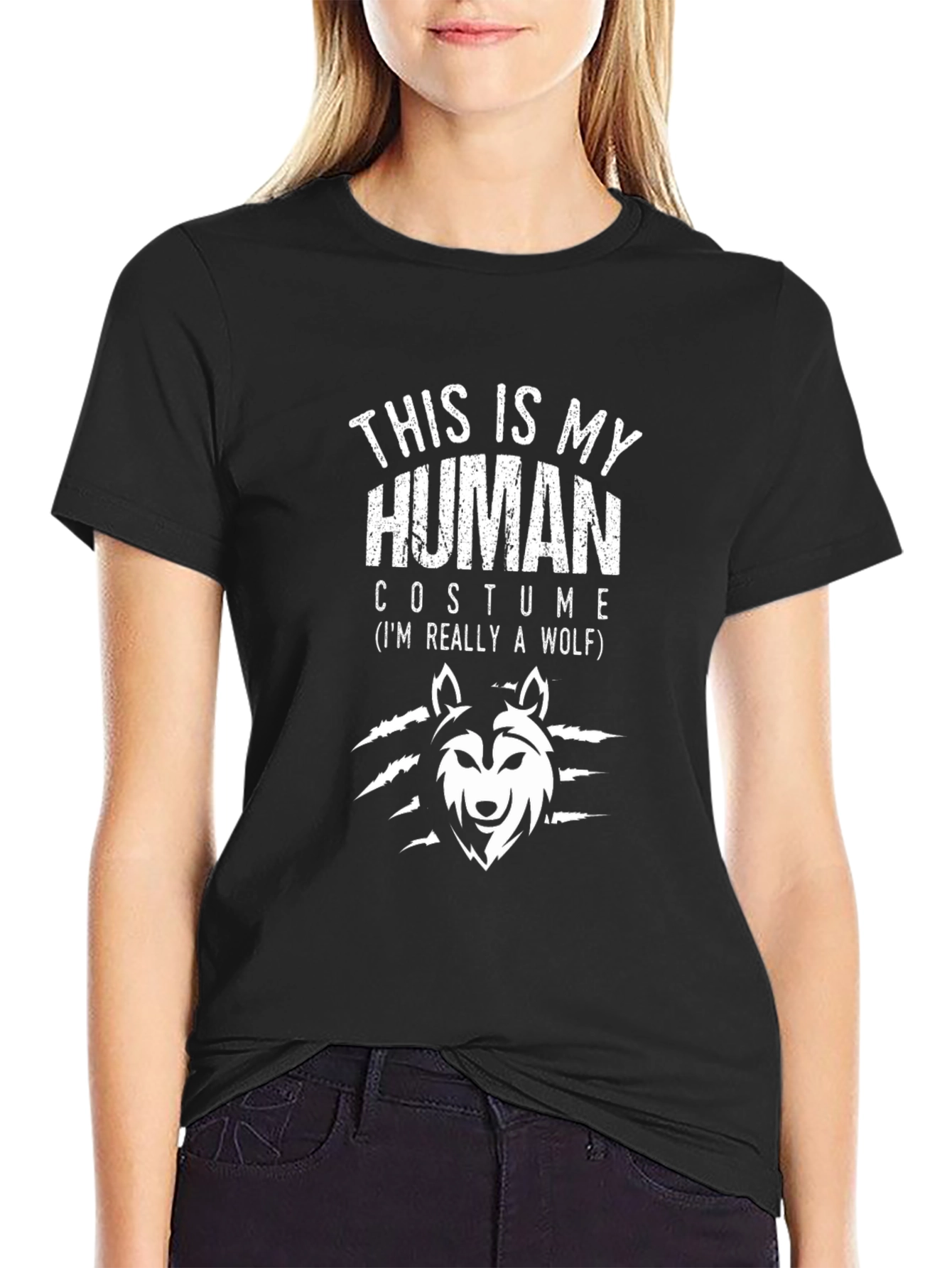 This Is My Human Costume Wolf Graphic Novelty T-Shirt