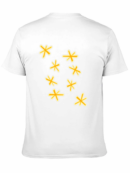Black T-Shirt with Floral Star Design