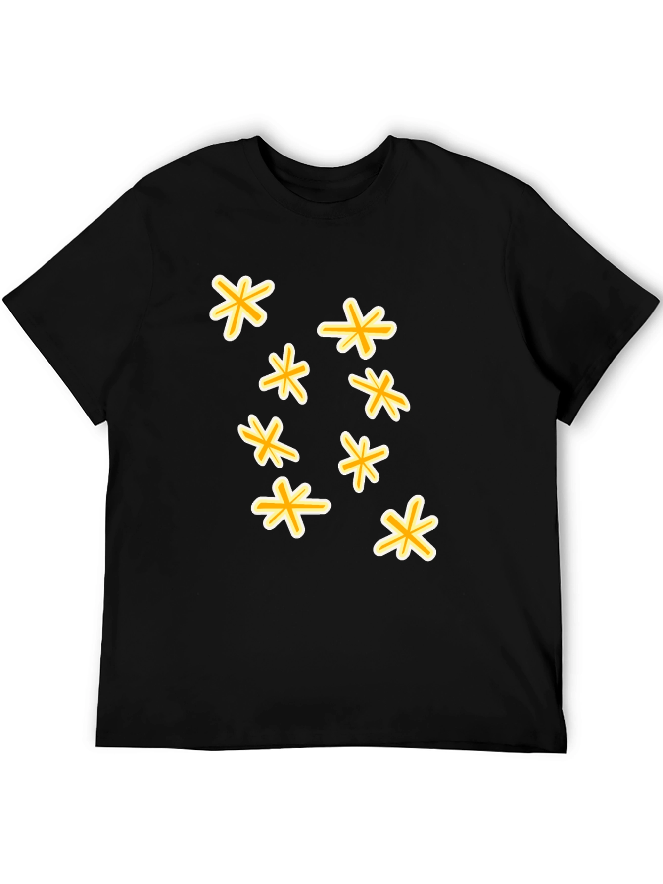 Black T-Shirt with Floral Star Design