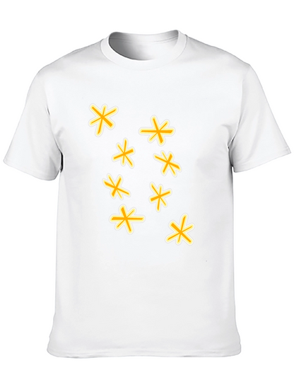 Black T-Shirt with Floral Star Design