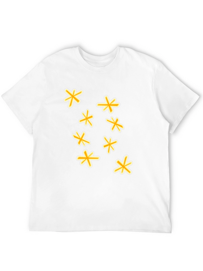 Black T-Shirt with Floral Star Design
