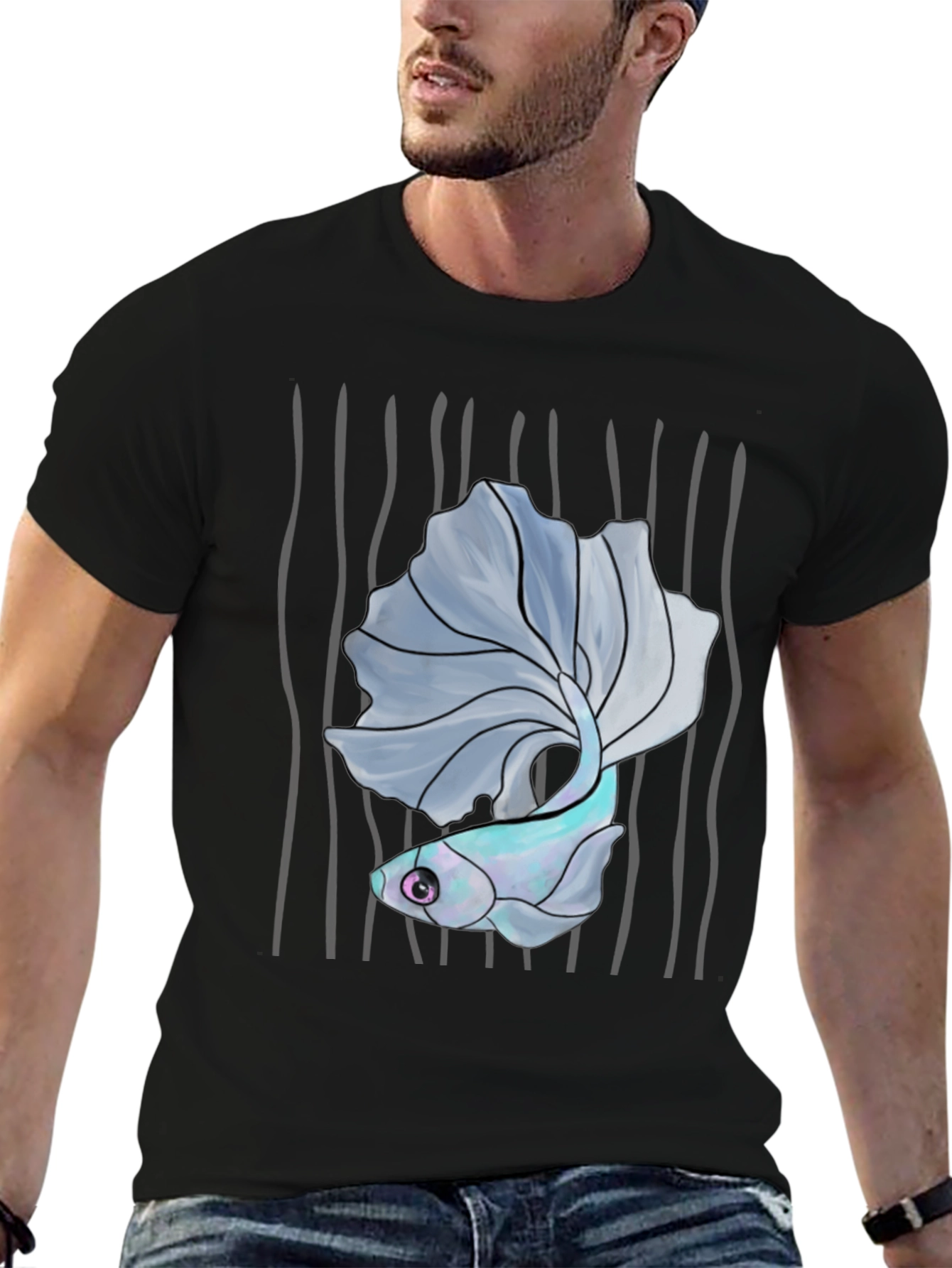 Betta Fish Graphic Tee - Mens Black T-Shirt
