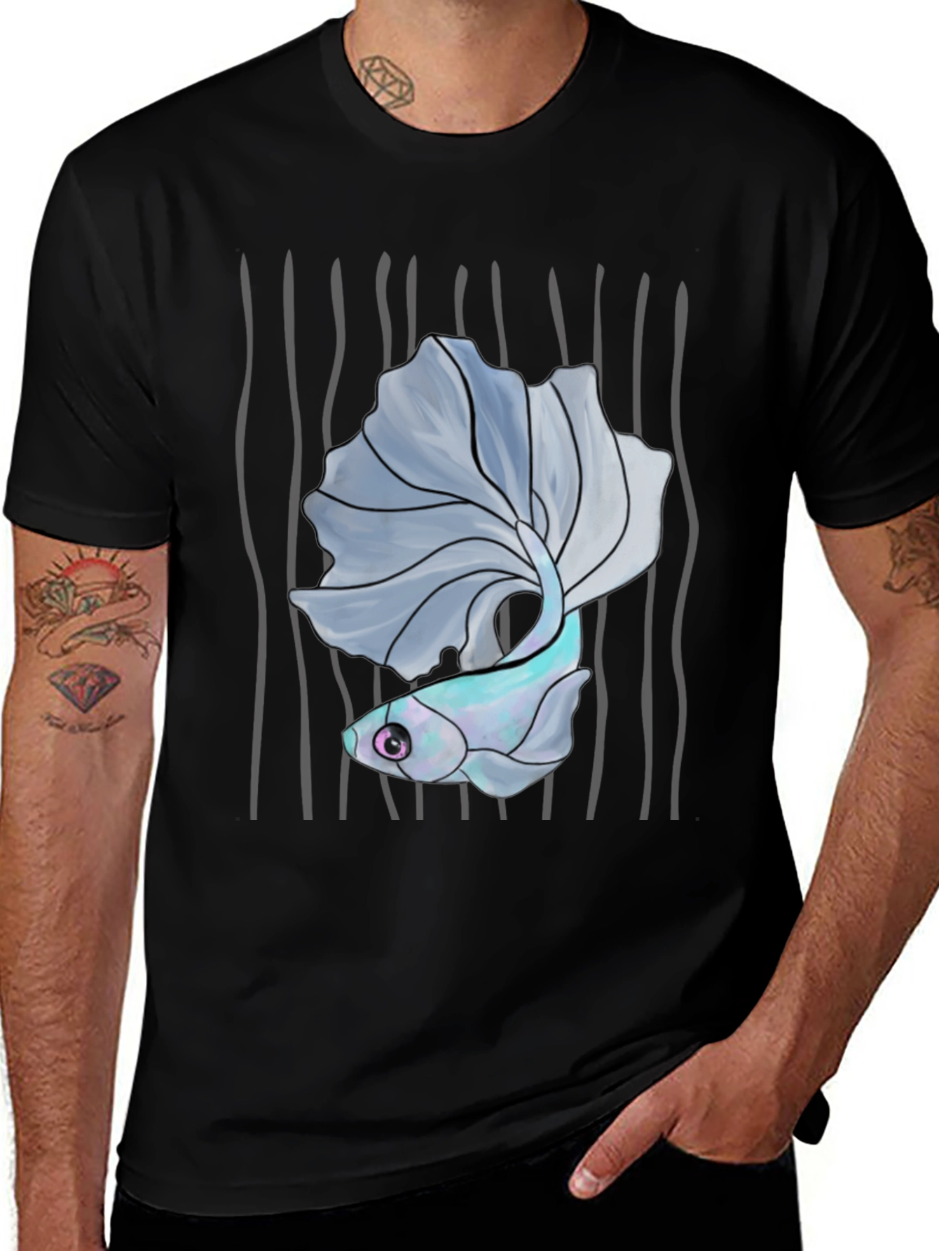 Betta Fish Graphic Tee - Mens Black T-Shirt