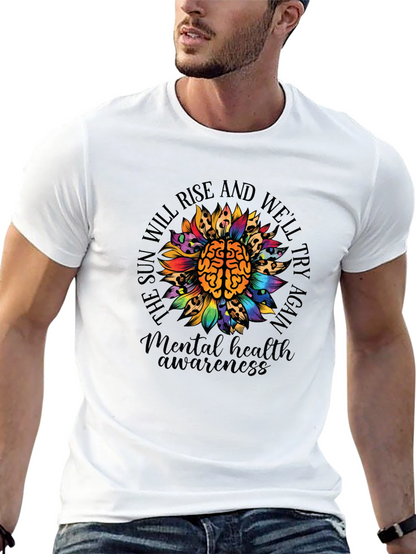 Mental Health Awareness Sunflower Brain T-Shirt