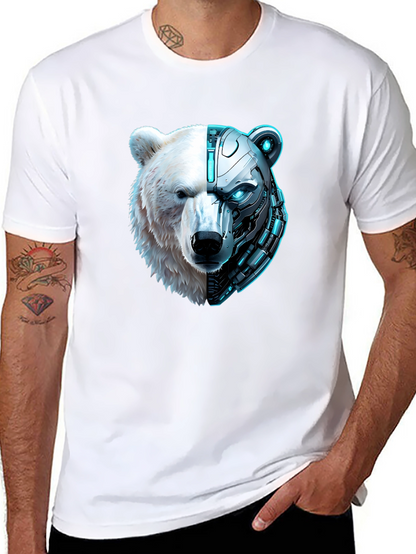 Cyber Bear Graphic Tee - Black Cotton T-Shirt