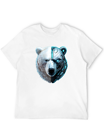 Cyber Bear Graphic Tee - Black Cotton T-Shirt