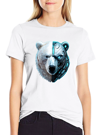 Cyber Bear Graphic Tee - Black Cotton T-Shirt