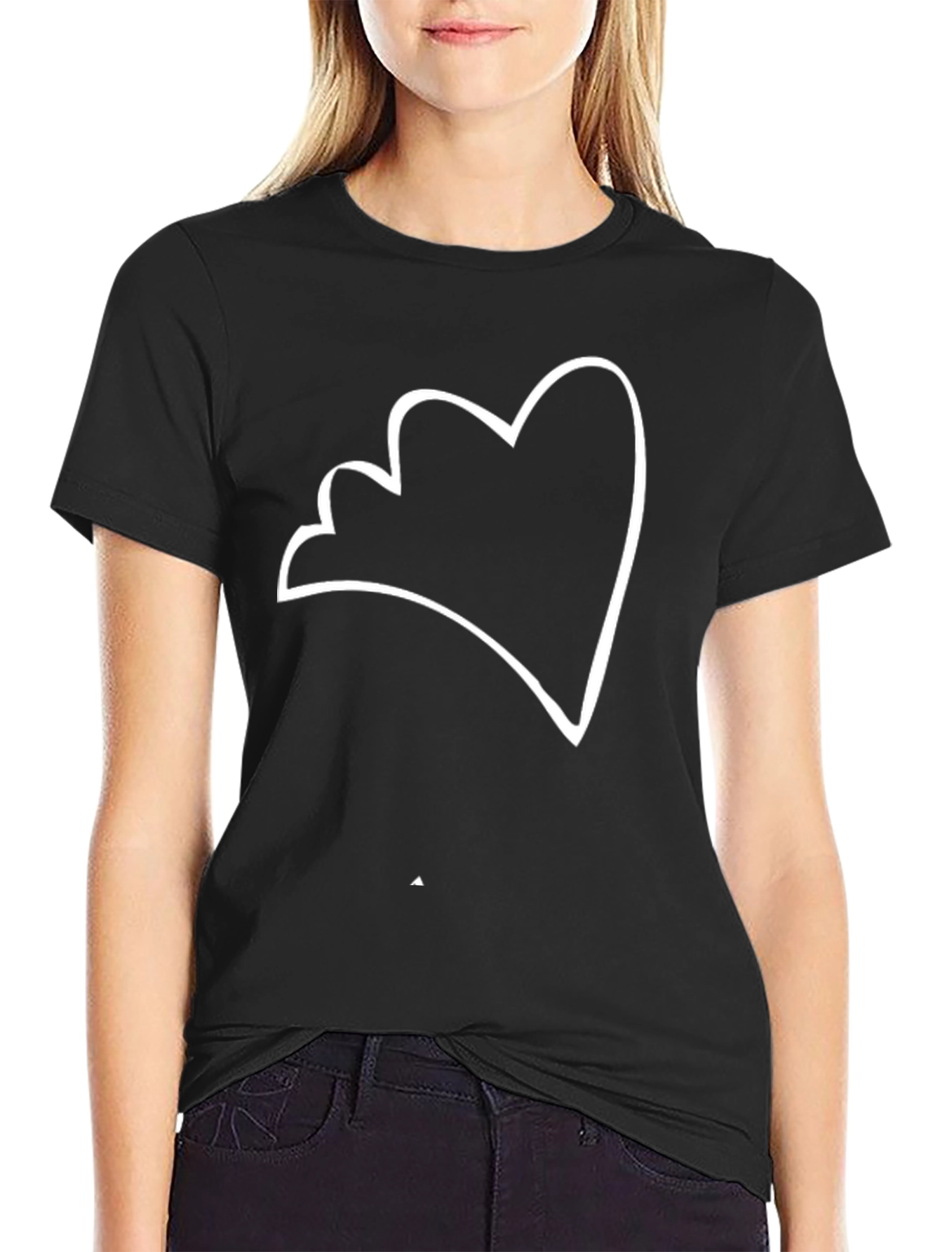 Minimalist Heart Outline Black T-Shirt